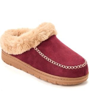 Dearfoams Microsuede Moc Toe Clog Slipper - Red