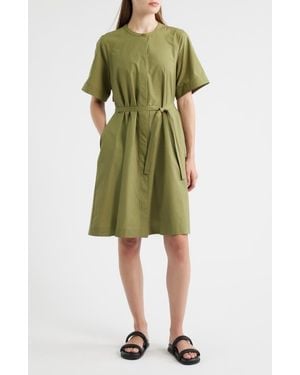 COS Tie Waist Cotton Midi Dress - Green