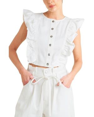 FREEMARKET Button-Up Crop Vest - White