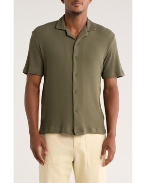 Cactus Man Vertical Stripe Knit Camp Shirt - Green