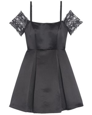 Sandro Ondine Cold Shoulder Lace & Satin Minidress - Black
