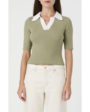 French Connection Polo Collar Ribbed Sweater - Green