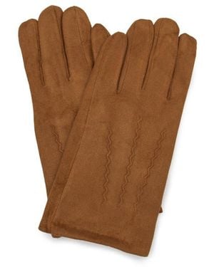 Surell Faux Suede Gloves - Brown