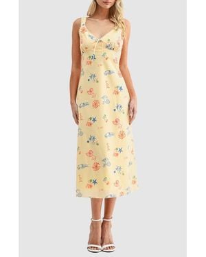 Lush Lace Inset Midi Dress - Yellow