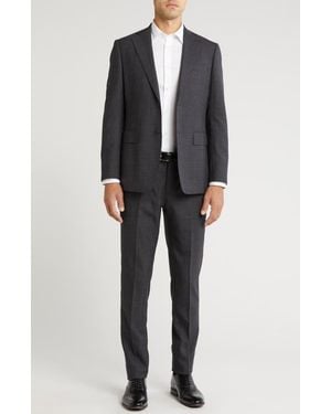 English Laundry Plaid Trim Fit Notch Lapel Wool Blend Two-Piece Suit - Black