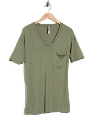 Go Couture V-Neck Pocket T-Shirt - Green