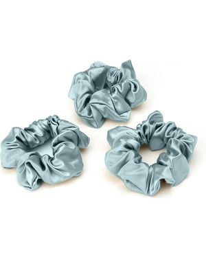 BLISSY 3-Pack Silk Scrunchies - Blue