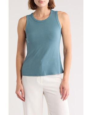 Halogen® Fitted Ribbed Tank Top - Blue