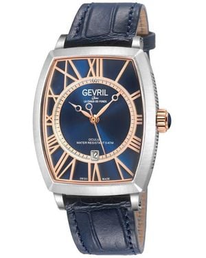 Gevril Oculus Automatic Leather Strap Watch, 36Mm X 43Mm - Gray