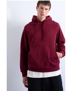 TOPMAN Boxy Cotton Blend Hoodie - Red