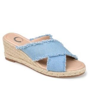 Journee Collection Journee Shanni Slip-On Espadrille Wedge Sandal - Blue