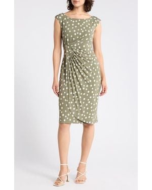 Connected Apparel Mock Wrap Dress - Yellow