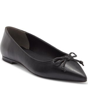 Stuart Weitzman Gabby Pointed Toe Bow Flat - Black