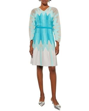 Ming Wang Long Sleeve Knit Minidress - Blue