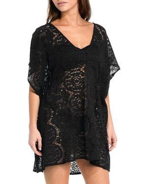 Sunshine 79 Crochet Cover-Up Caftan - Black