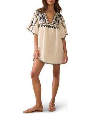 Faherty Sunday Embroidered Cotton & Linen Minidress - Natural