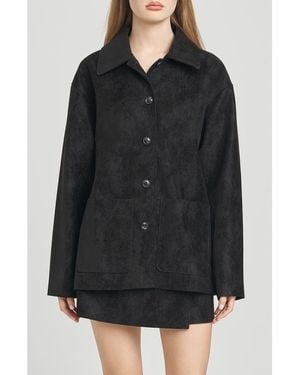 Wayf Rita Faux Suede Jacket - Black