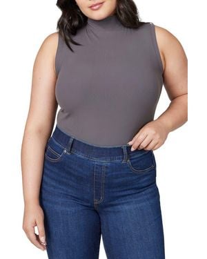 Spanx Suit Yourself Ribbed Mock Neck Sleeveless Smoother Bodysuit - Blue