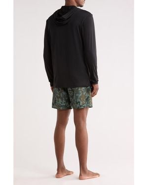 Volcom Hooded Swim T-Shirt & Swim Shorts Set - Black