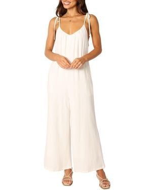 Petal & Pup Margo Tie Strap Linen Jumpsuit - White