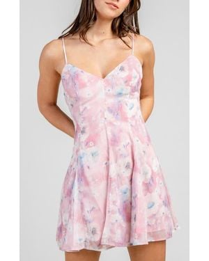 Beivy Floral Godet Fit And Flare Minidress - Pink