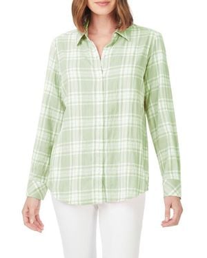 Foxcroft Rhea Plaid Tunic Blouse - Green
