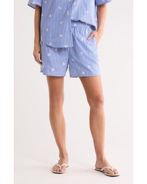 Rag & Bone Ella Embroidered Stretch Cotton Pull-On Shorts - Blue