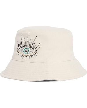 Kurt Geiger Evil Eye Embellished Bucket Hat - Natural