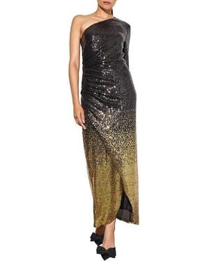 Ming Wang Ombré Sequin One-Shoulder Gown - Green