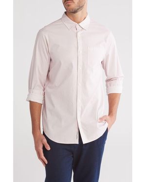 Original Penguin Geo Print Long Sleeve Cotton Poplin Button-Up Shirt - Pink