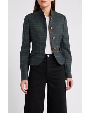 Rag & Bone Slade Plaid Crop Wool Blend Blazer - Black