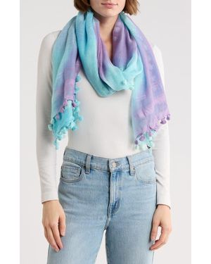 La Fiorentina Fringe Trim Ombré Scarf - Blue