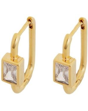 Panacea Crystal Square Huggie Hoop Earrings - Metallic