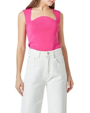 Endless Rose Sculpted Neck Knit Tank - Red