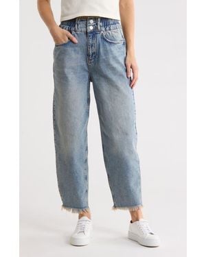 AllSaints Hailey Fray Hem Barrel Leg Jeans - Blue