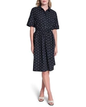 DKNY Tie Waist Shirtdress - Black