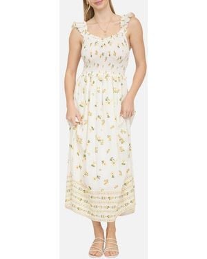 Blu Pepper Floral Ruffle Fit & Flare Midi Dress - Natural