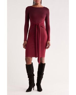 Go Couture Long Sleeve Wrap Style Dress - Red