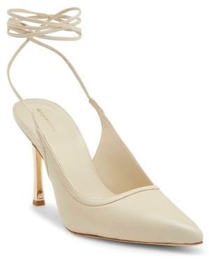 Reformation Paris Heeled Ankle Tie Pump - White