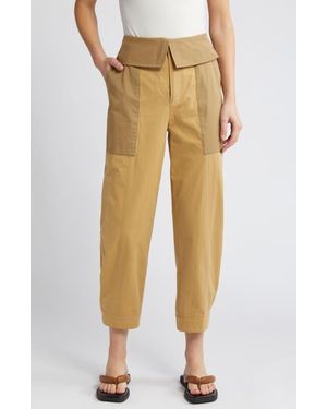 FRAME Foldover Crop Pants - Natural