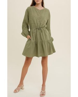 Wishlist Long Sleeve Minidress - Green