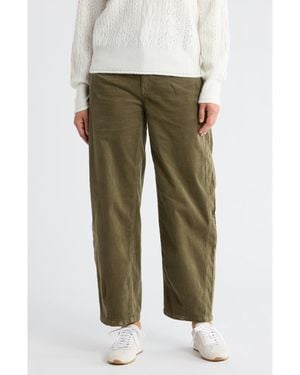 Democracy High Waist Barrel Leg Corduroy Pants - Green