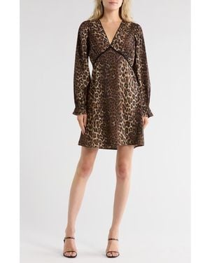 Vero Moda Wild Long Sleeve A-Line Dress - Brown