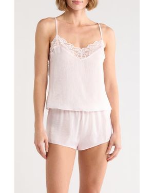 In Bloom Maxine Shimmer Satin Cami & Short Pajamas - Pink