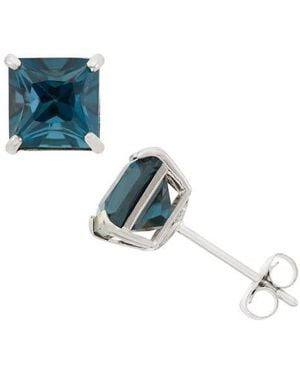 FZN Princess Cut Stud Earrings - Blue