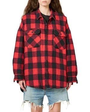 Denimist Buffalo Plaid Flannel Shirt Jacket - Red
