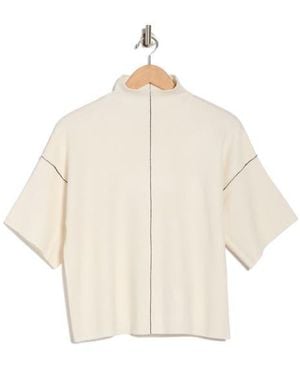 Max Studio Elbow Sleeve Mock Neck Sweater - Natural