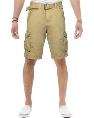 Xray Jeans Belted Cotton Twill Cargo Shorts - Natural