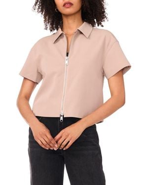 1.STATE Short Sleeve Twill Shirt Jacket - Orange