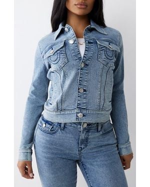 True Religion Jesse Crop Denim Jacket - Blue